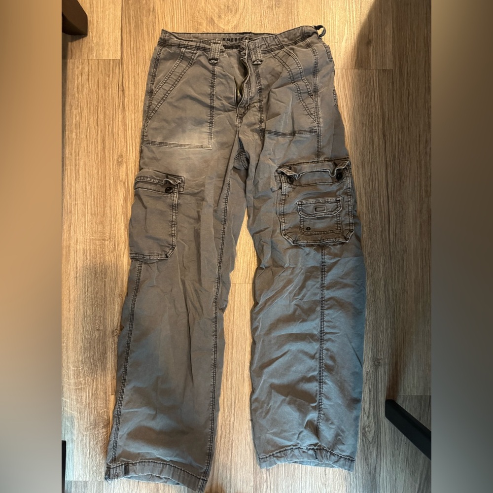 American Eagle Gray Stretch Cargo Jogger Pants